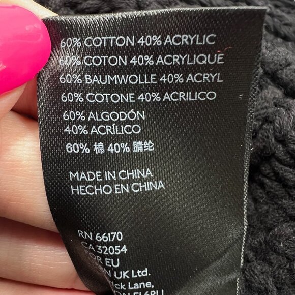 Free People My Only Sunshine Chunky Knit Oversized Mock Neck Sweater Black Sz L - Picture 6 of 8